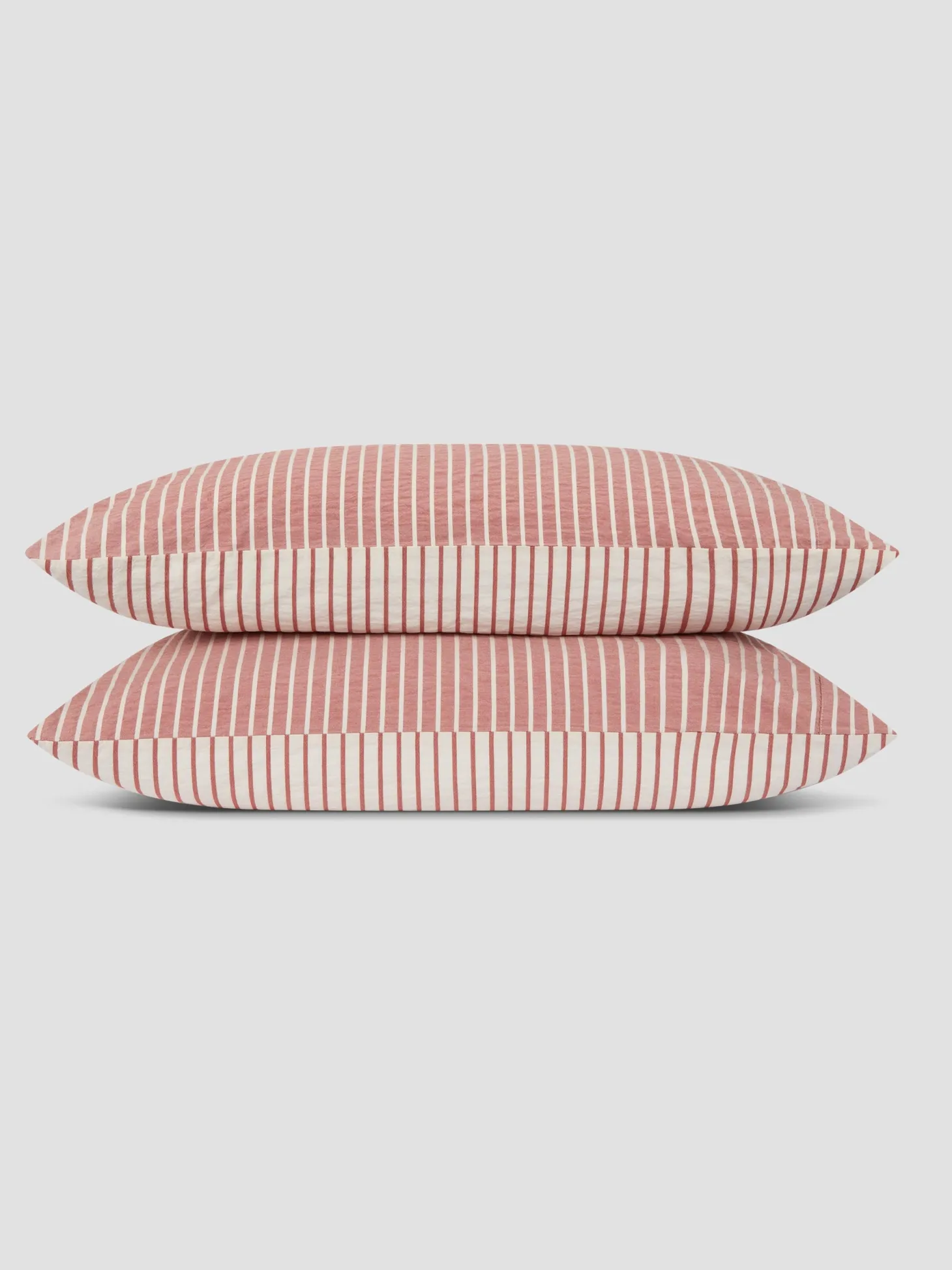 Auburn Red Textured Stripe Cotton Pillowcases (Pair)