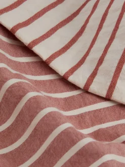 Auburn Red Textured Stripe Cotton Pillowcases (Pair)