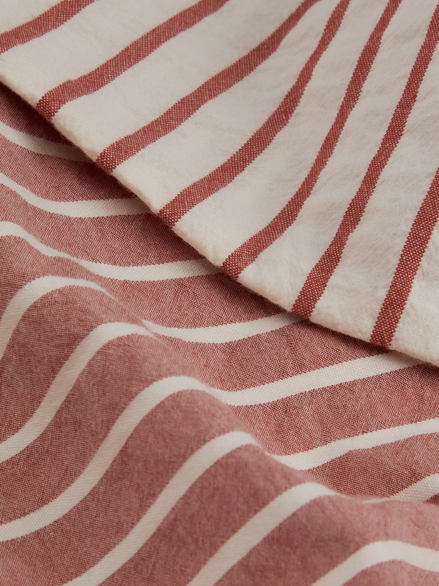 Auburn Red Textured Stripe Cotton Pillowcases (Pair)