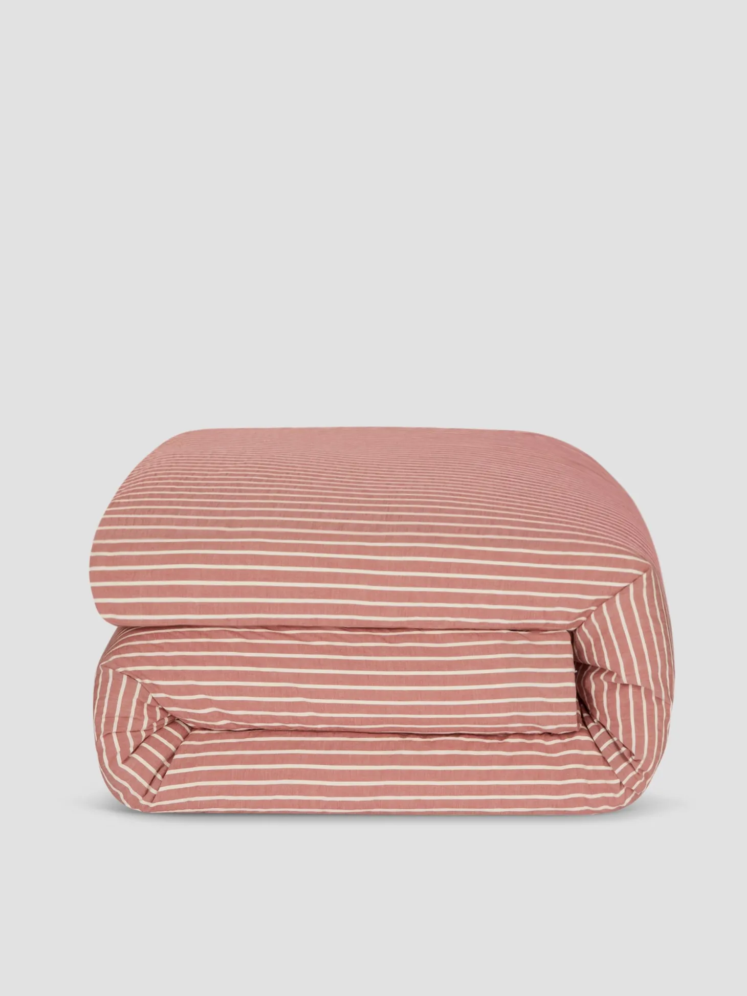 Auburn Red Textured Stripe Cotton Duvet Cover
