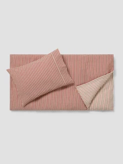 Auburn Red Texture Stripe Cotton Kids Bedding Set