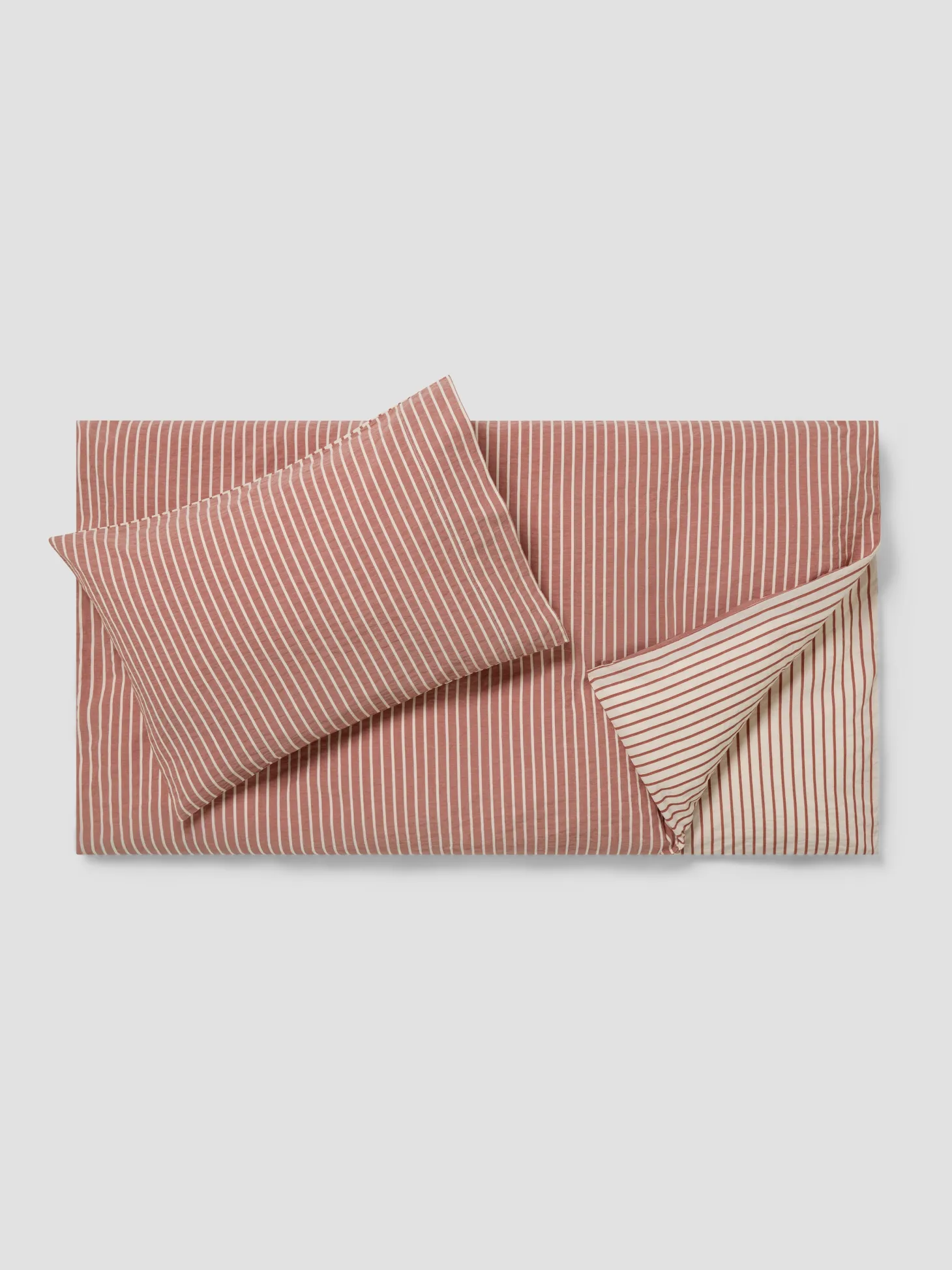 Auburn Red Texture Stripe Cotton Kids Bedding Set