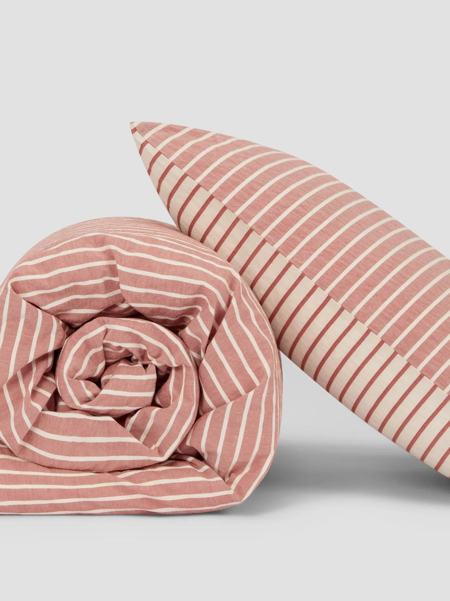 Auburn Red Texture Stripe Cotton Kids Bedding Set