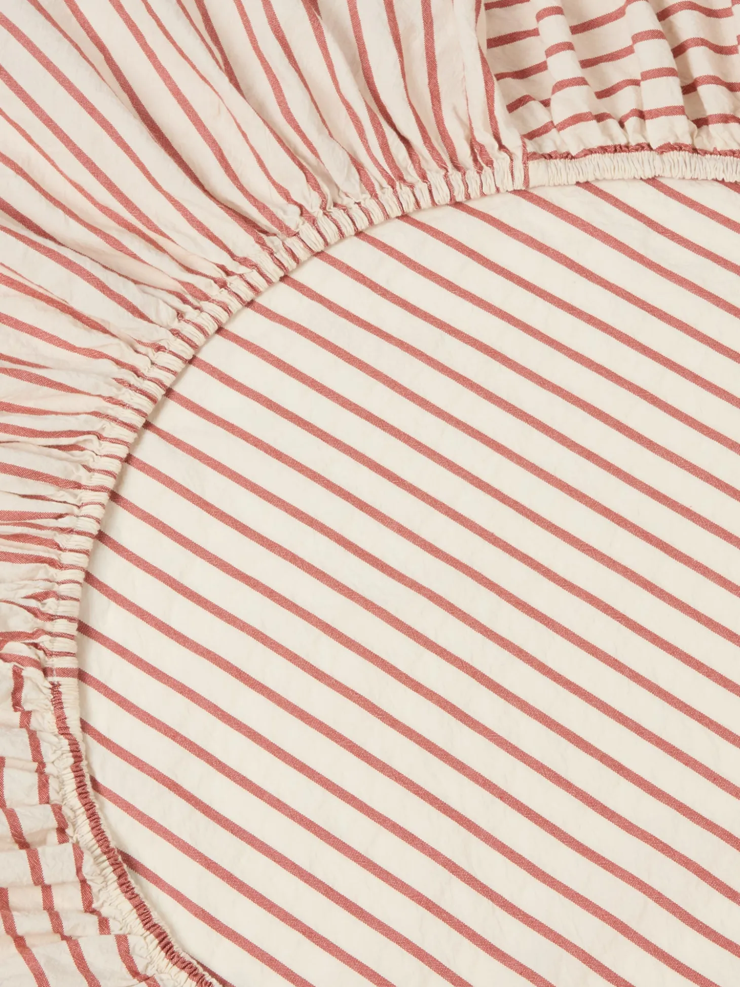 Auburn Red Texture Stripe Cotton Kids Fitted Sheet