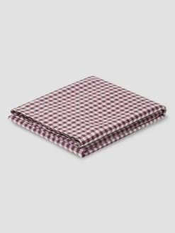 Berry Gingham Linen Blend Flat Sheet