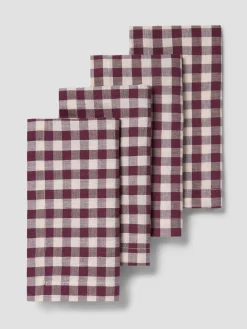 Berry Gingham Linen Blend Napkins Set of 4