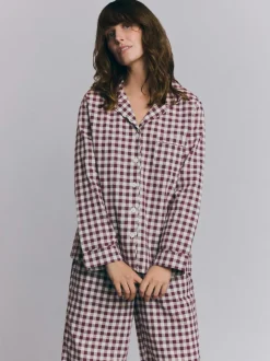 Berry Gingham Linen Blend Pajama Pants Set