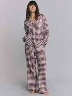 Berry Gingham Linen Blend Pajama Pants Set