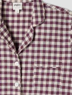 Berry Gingham Linen Blend Pajama Pants Set