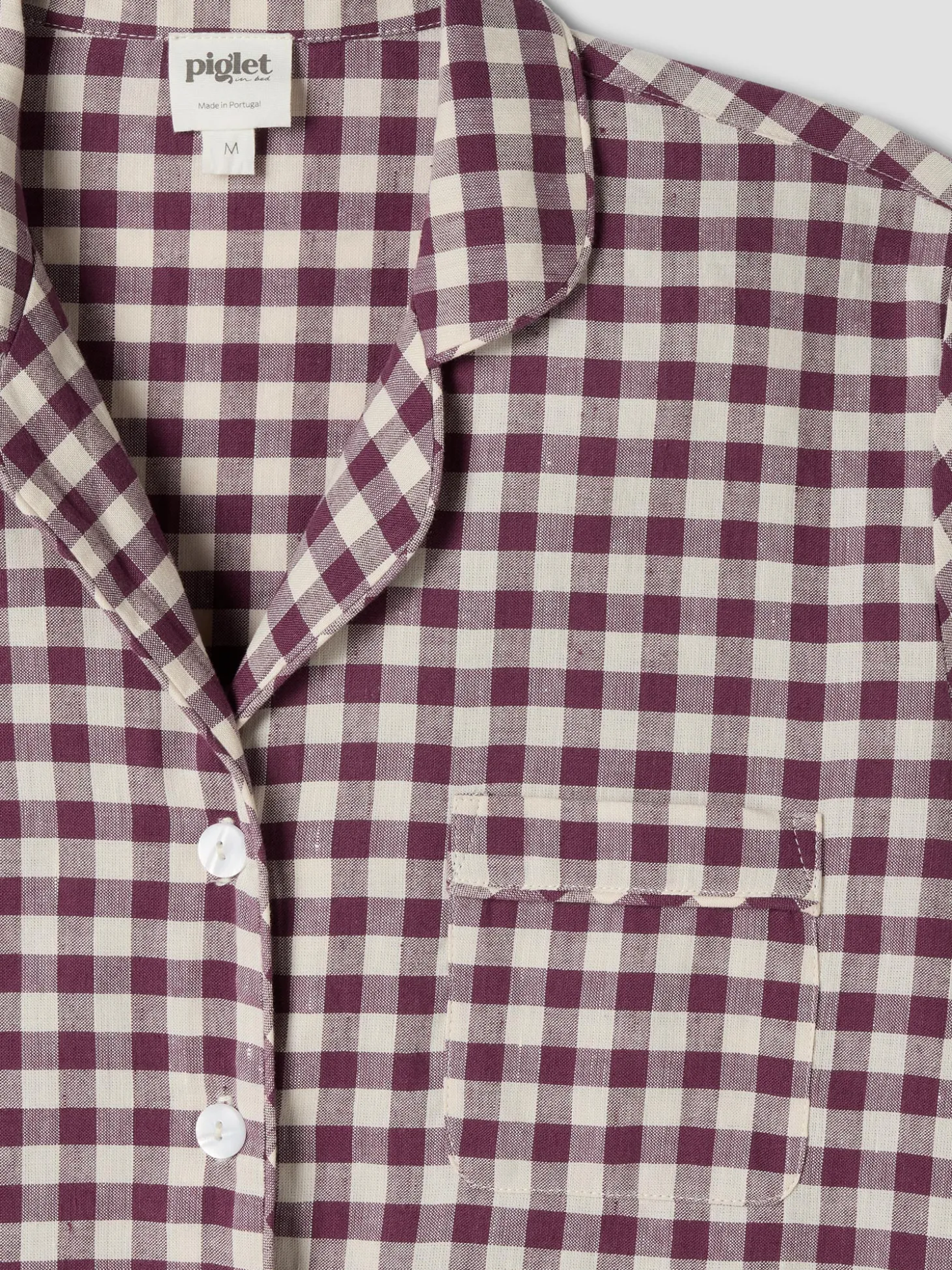 Berry Gingham Linen Blend Pajama Pants Set