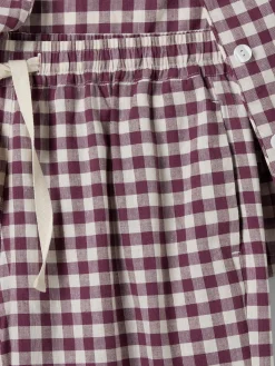 Berry Gingham Linen Blend Pajama Pants Set
