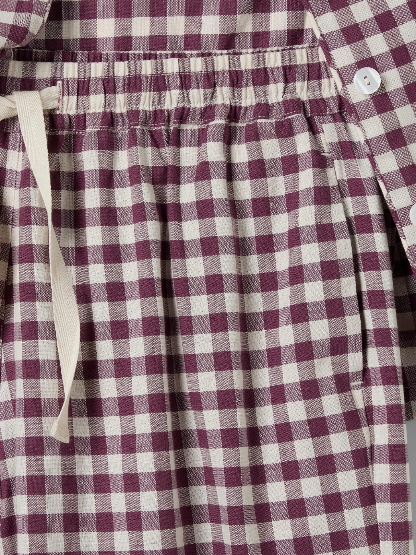 Berry Gingham Linen Blend Pajama Pants Set