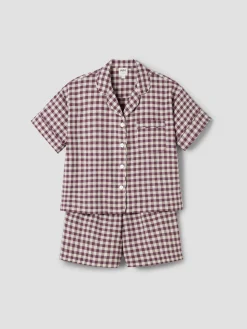 Berry Gingham Linen Blend Pajama Short Set