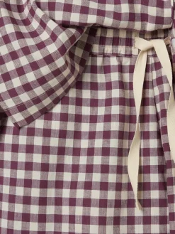 Berry Gingham Linen Blend Pajama Short Set