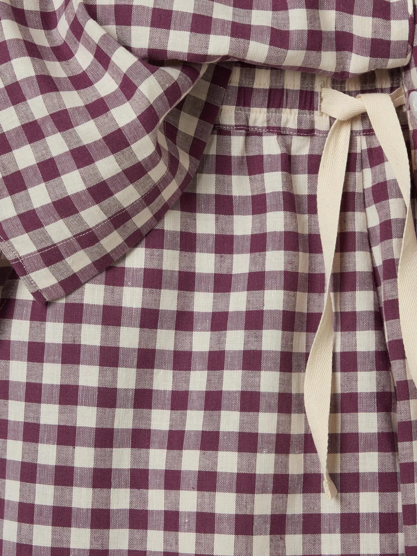 Berry Gingham Linen Blend Pajama Short Set