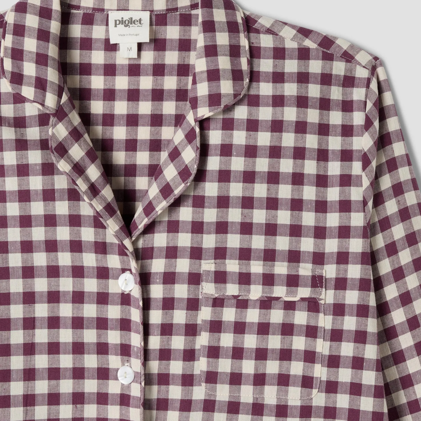 Berry Gingham Linen Blend Pajama Short Set