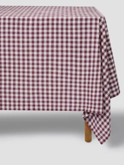 Berry Gingham Linen Blend Tablecloth