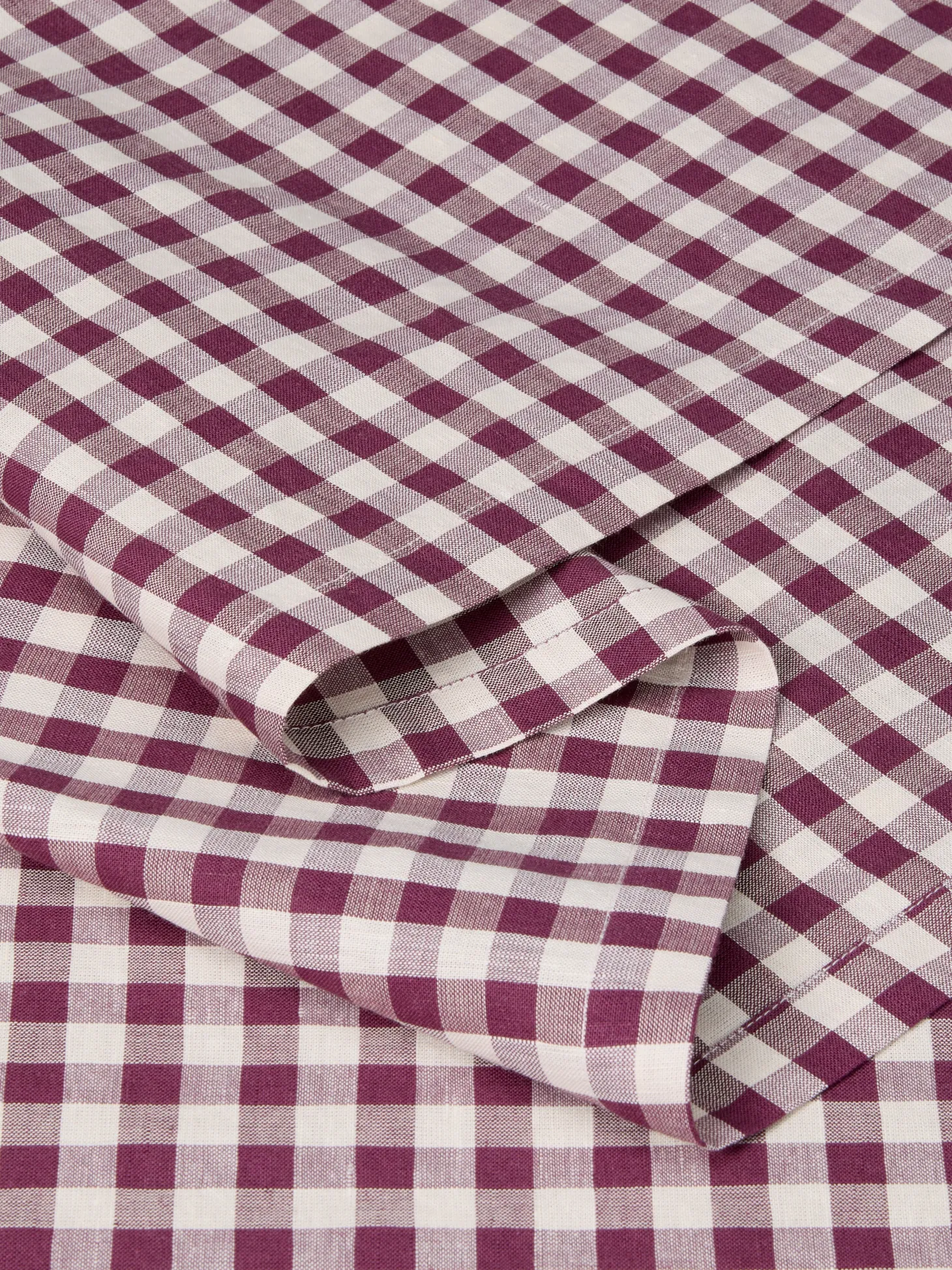 Berry Gingham Linen Blend Table Runner
