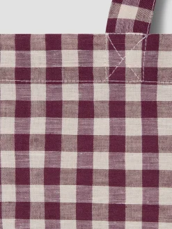 Berry Gingham Linen Blend Tote Bag
