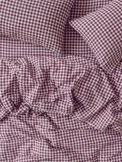 Berry Gingham 100% Linen Duvet Cover