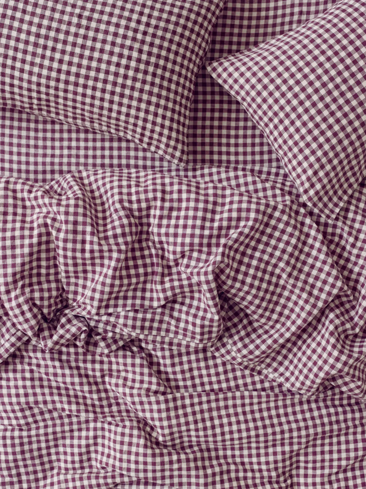 Berry Gingham 100% Linen Duvet Cover