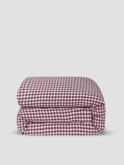 Berry Gingham 100% Linen Duvet Cover