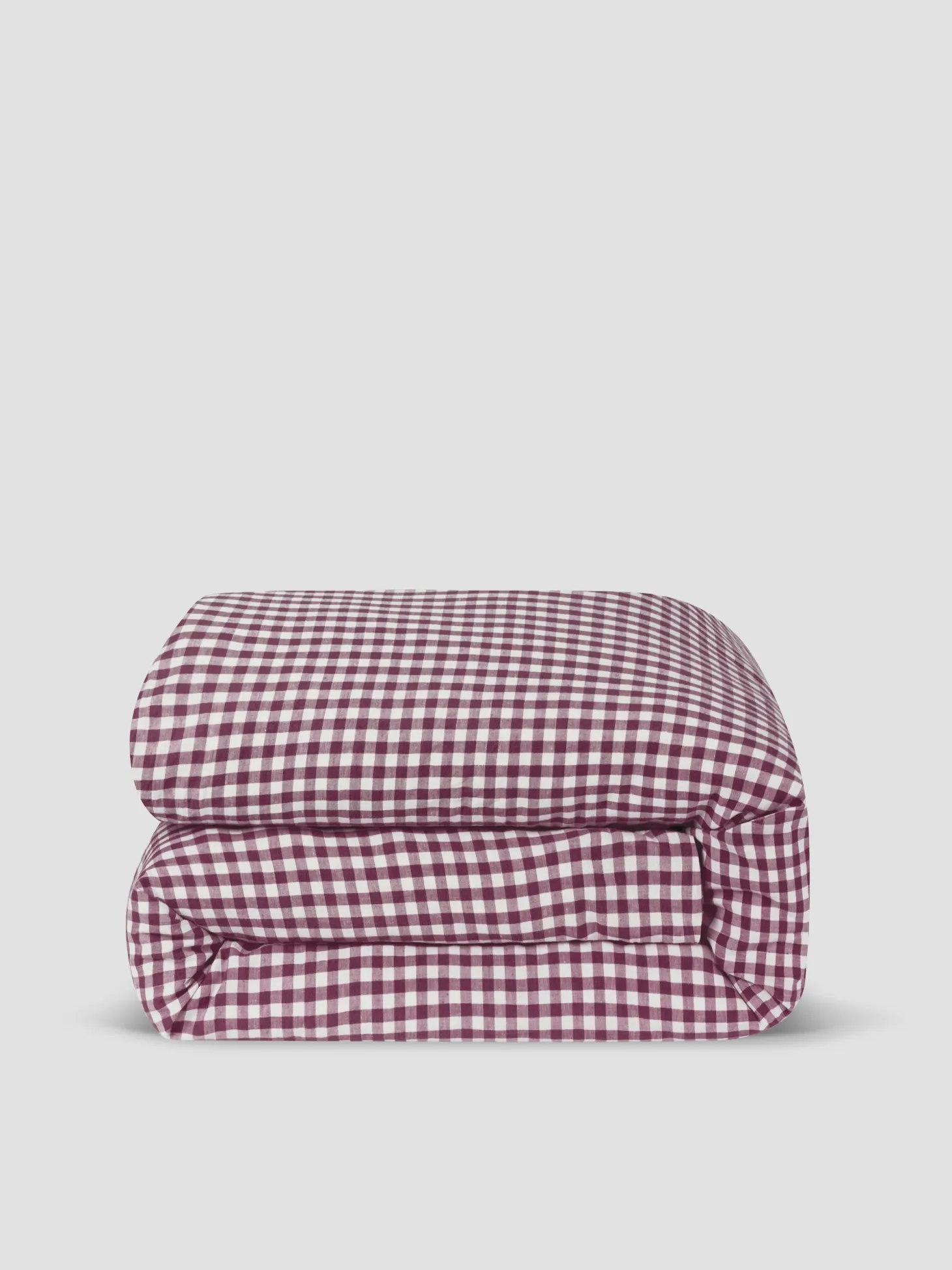 Berry Gingham 100% Linen Duvet Cover