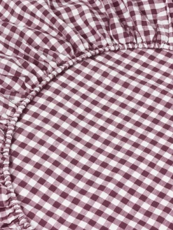 Berry Gingham 100% Linen Fitted Sheet