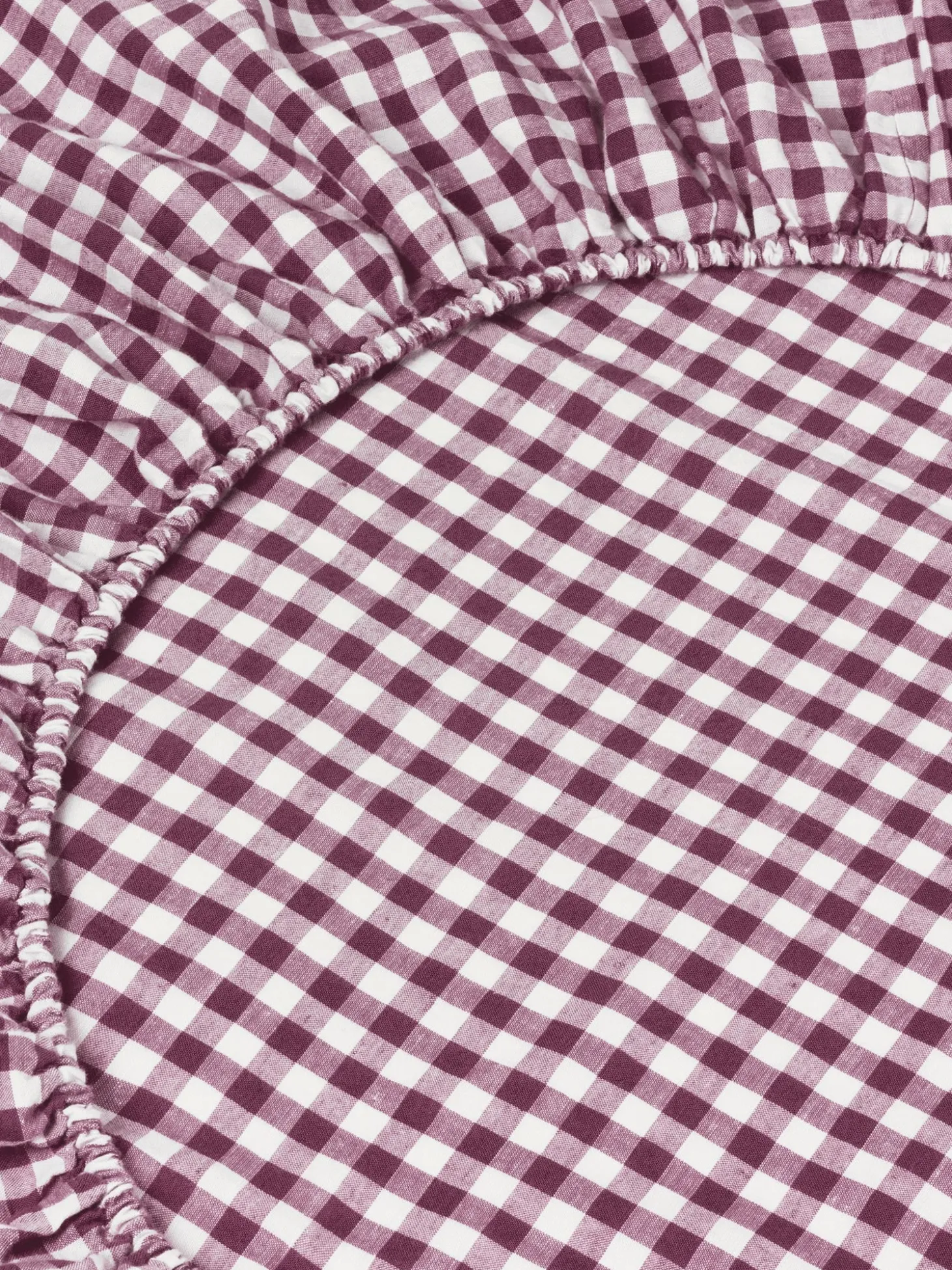 Berry Gingham 100% Linen Fitted Sheet