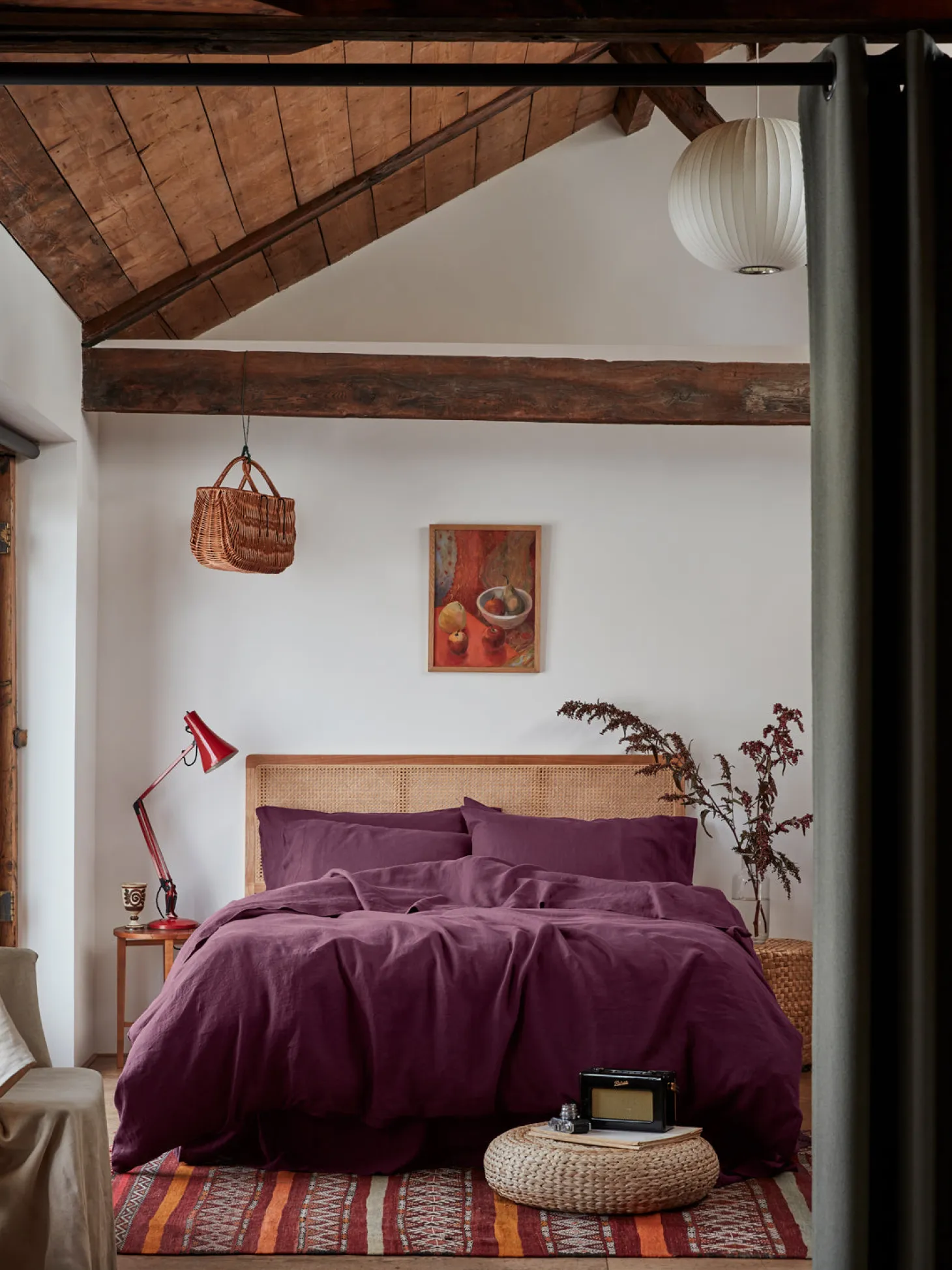 Berry 100% Linen Duvet Cover