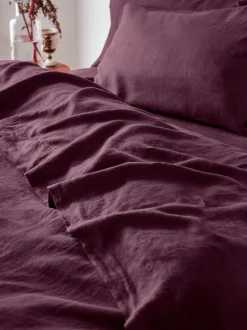 Berry 100% Linen Flat Sheet