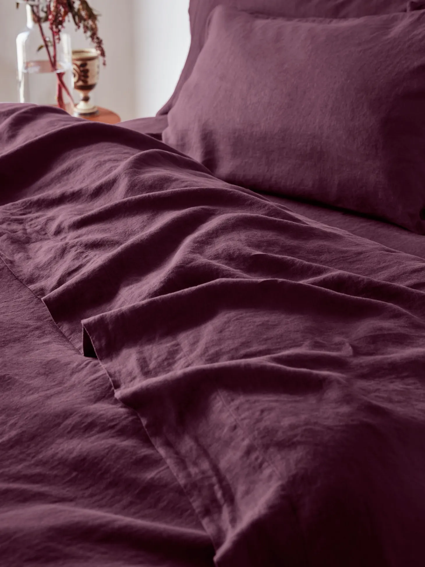 Berry 100% Linen Flat Sheet