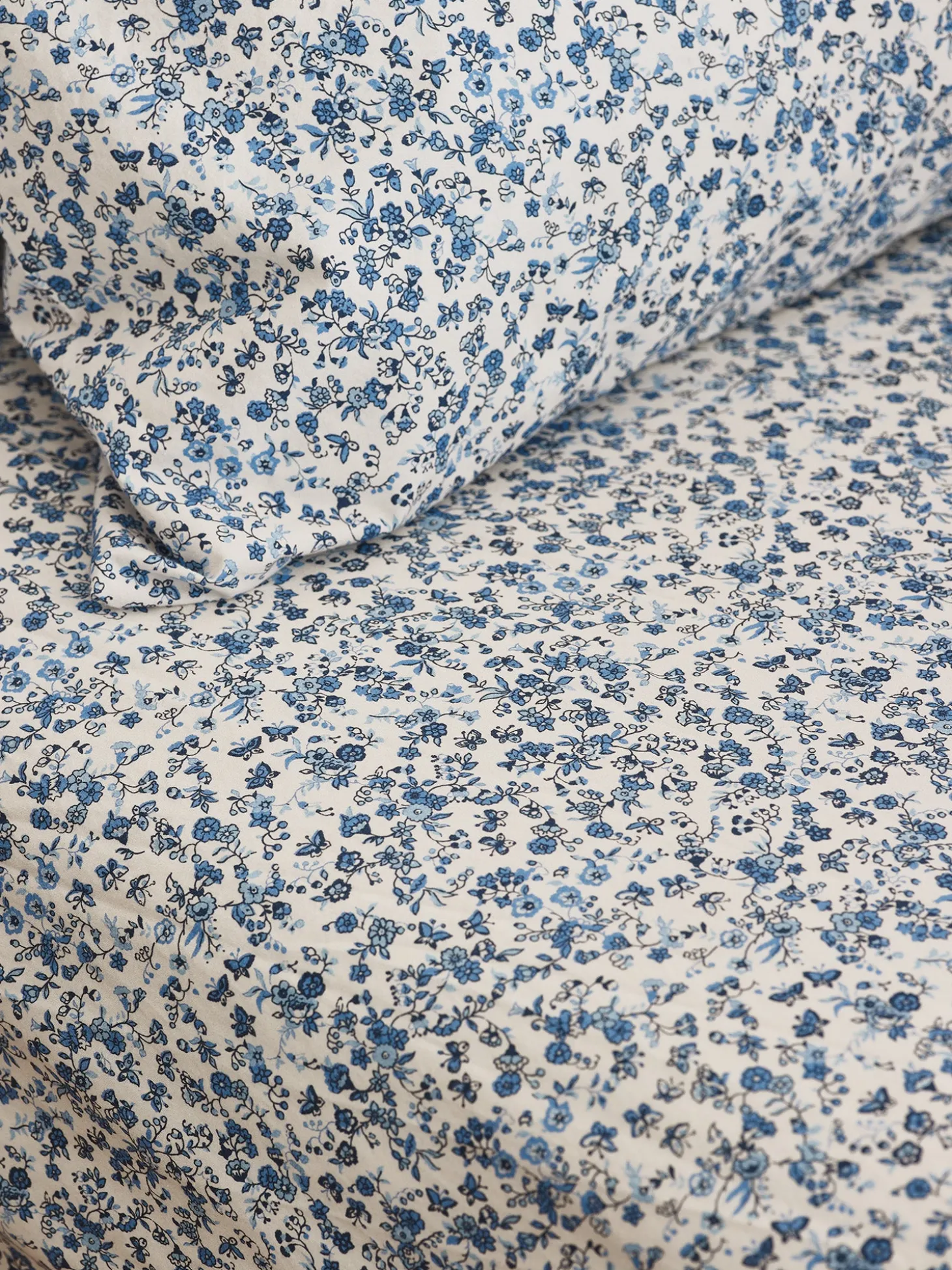 Blue Mini Meadow Cotton Fitted Sheet