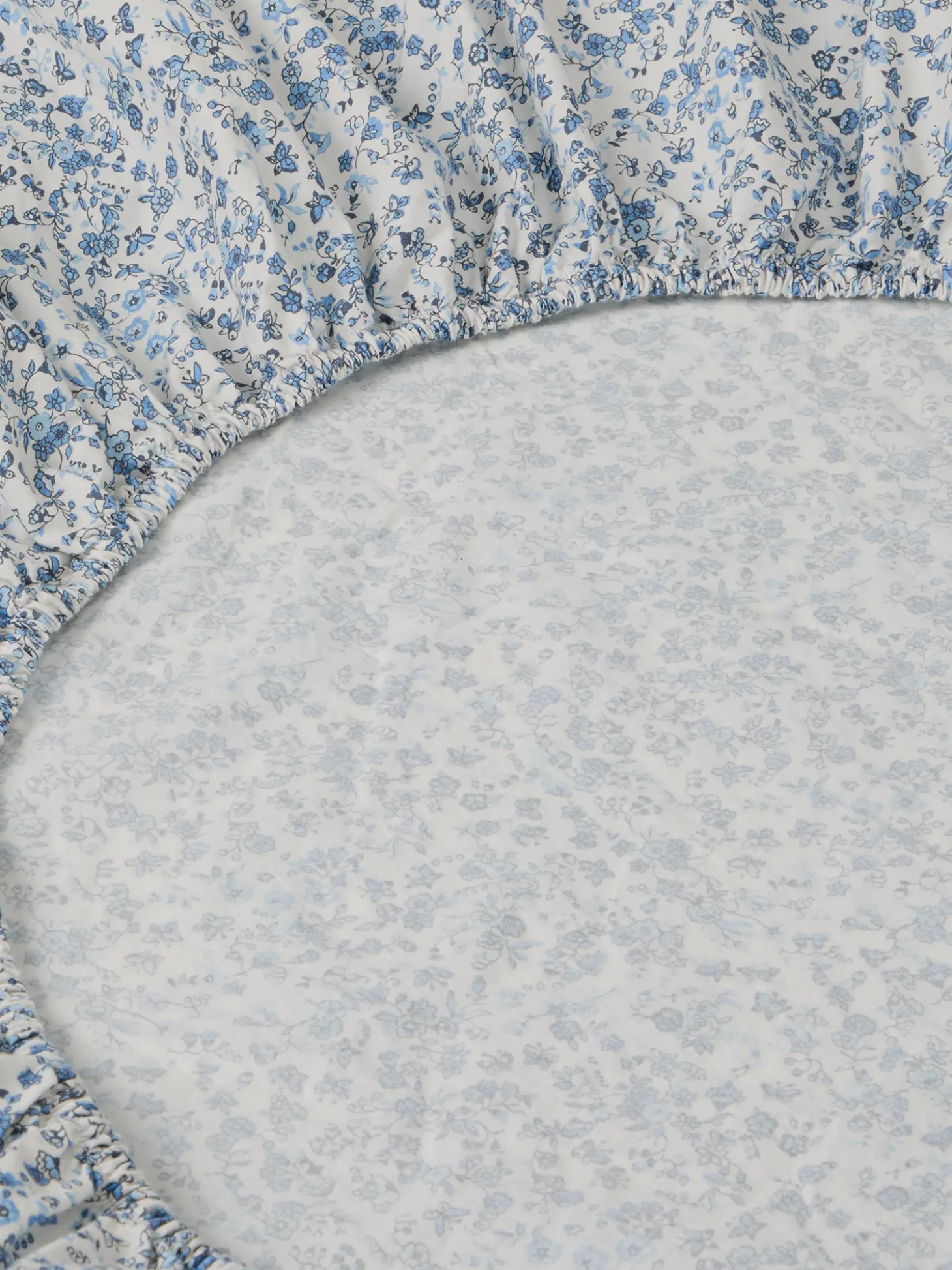 Blue Mini Meadow Cotton Fitted Sheet