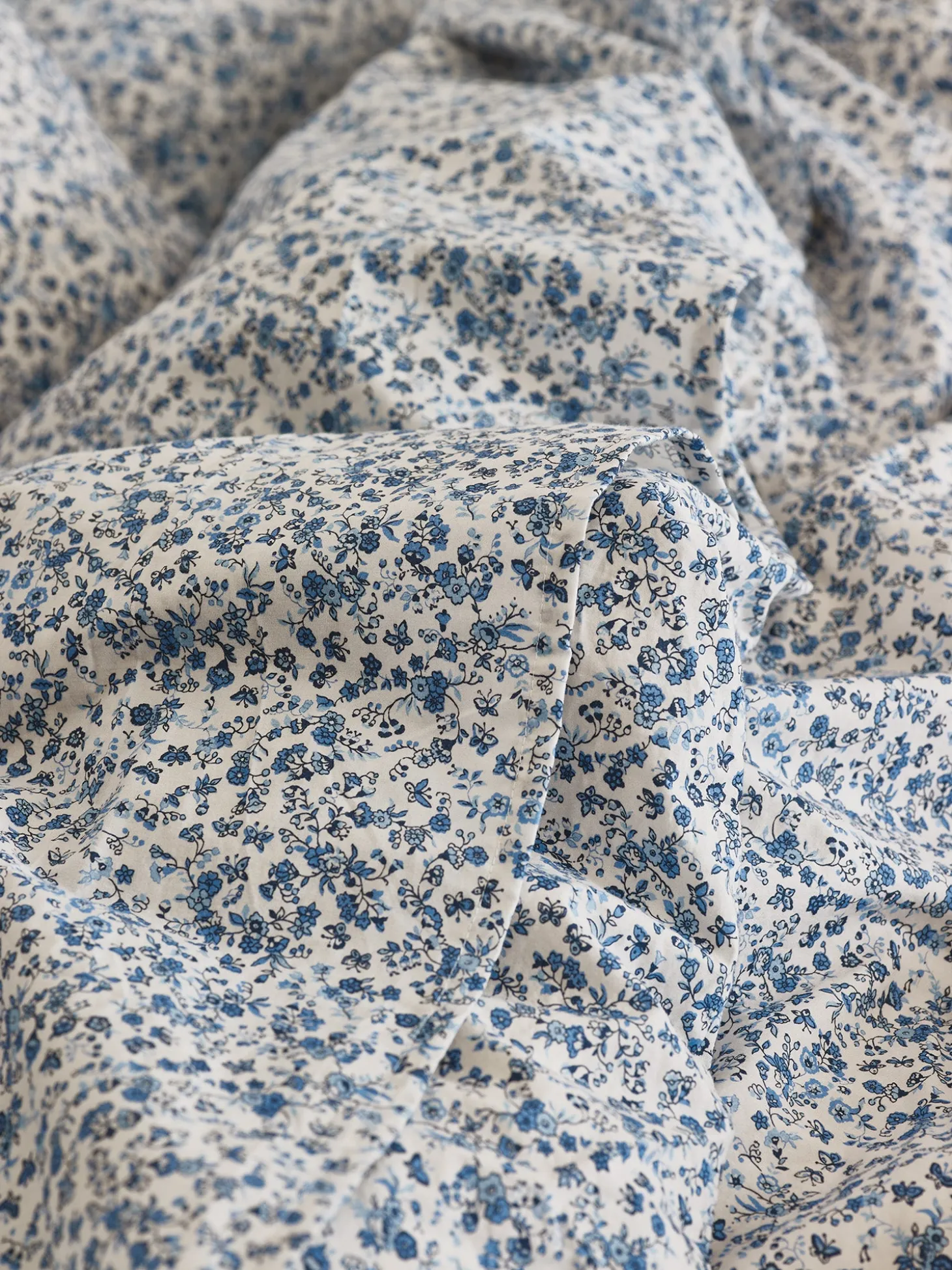 Blue Mini Meadow Cotton Flat Sheet