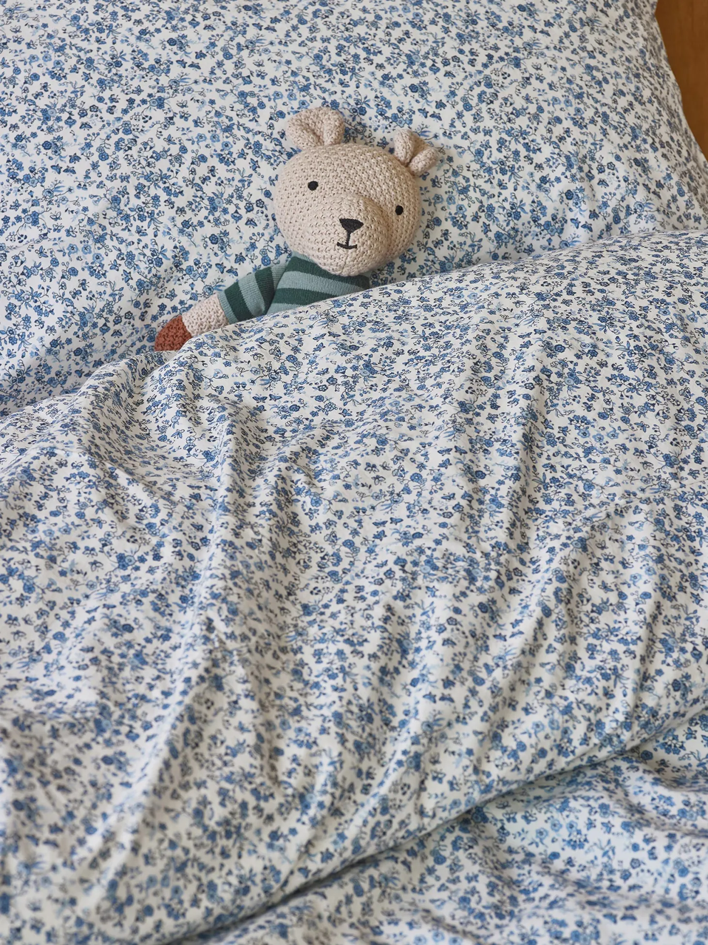 Blue Mini Meadow Kids Cotton Bedding Set