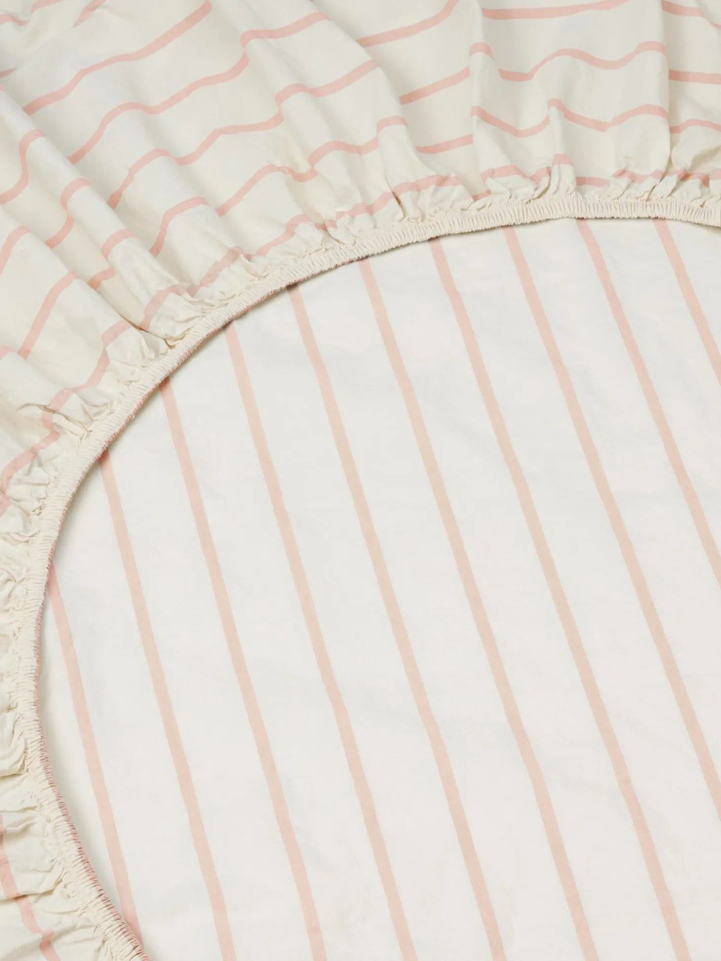 Blush Pink Slumber Stripe Cotton Fitted Sheet
