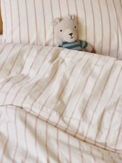 Blush Pink Slumber Stripe Kids Cotton Bedding Set
