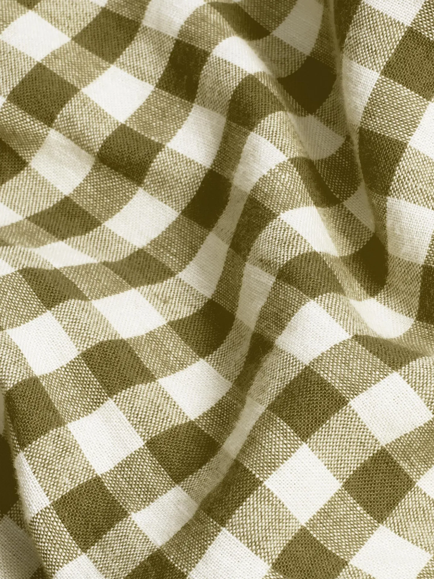 Botanical Green Gingham 100% Linen Flat Sheet