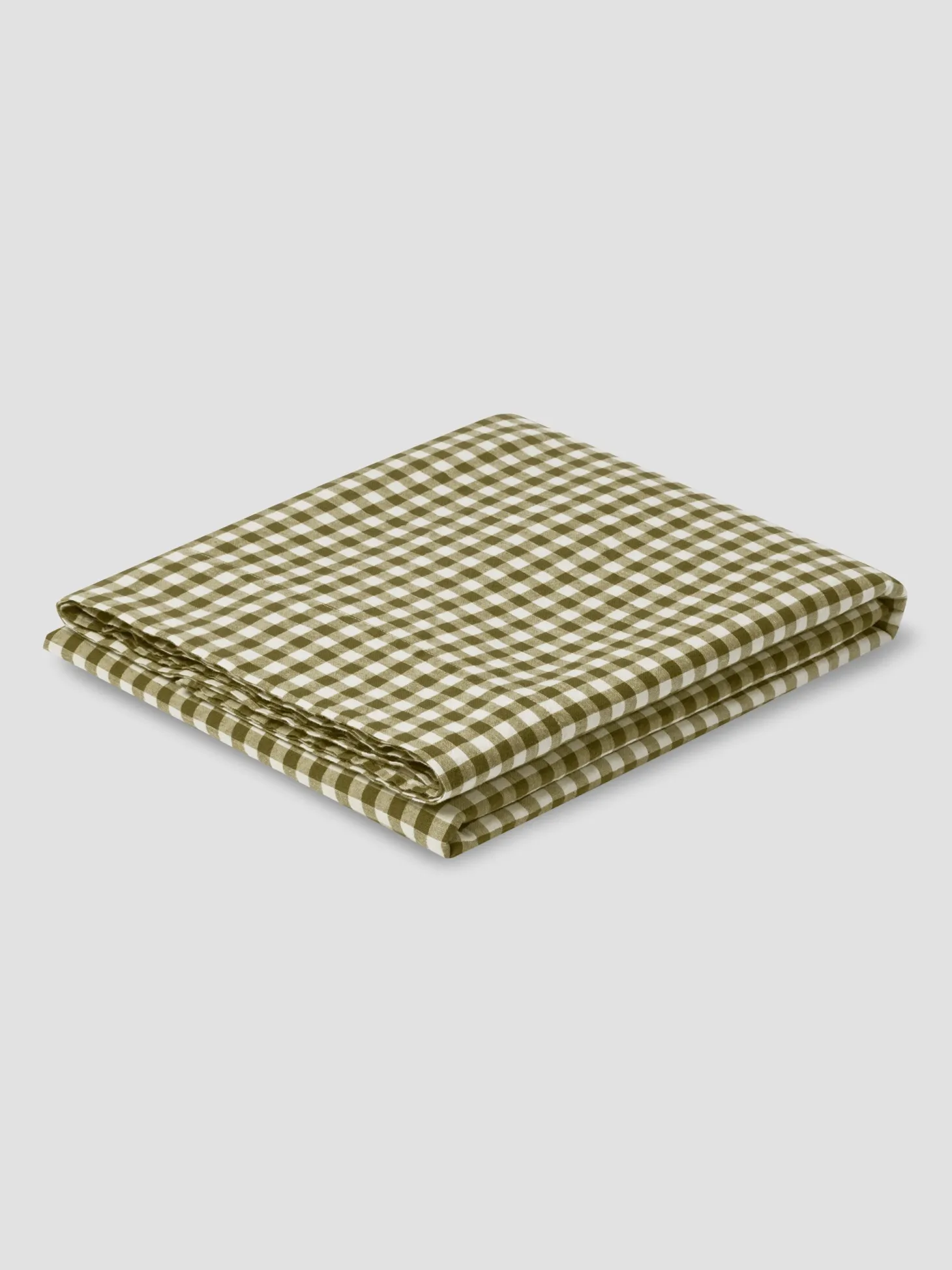 Botanical Green Gingham 100% Linen Flat Sheet