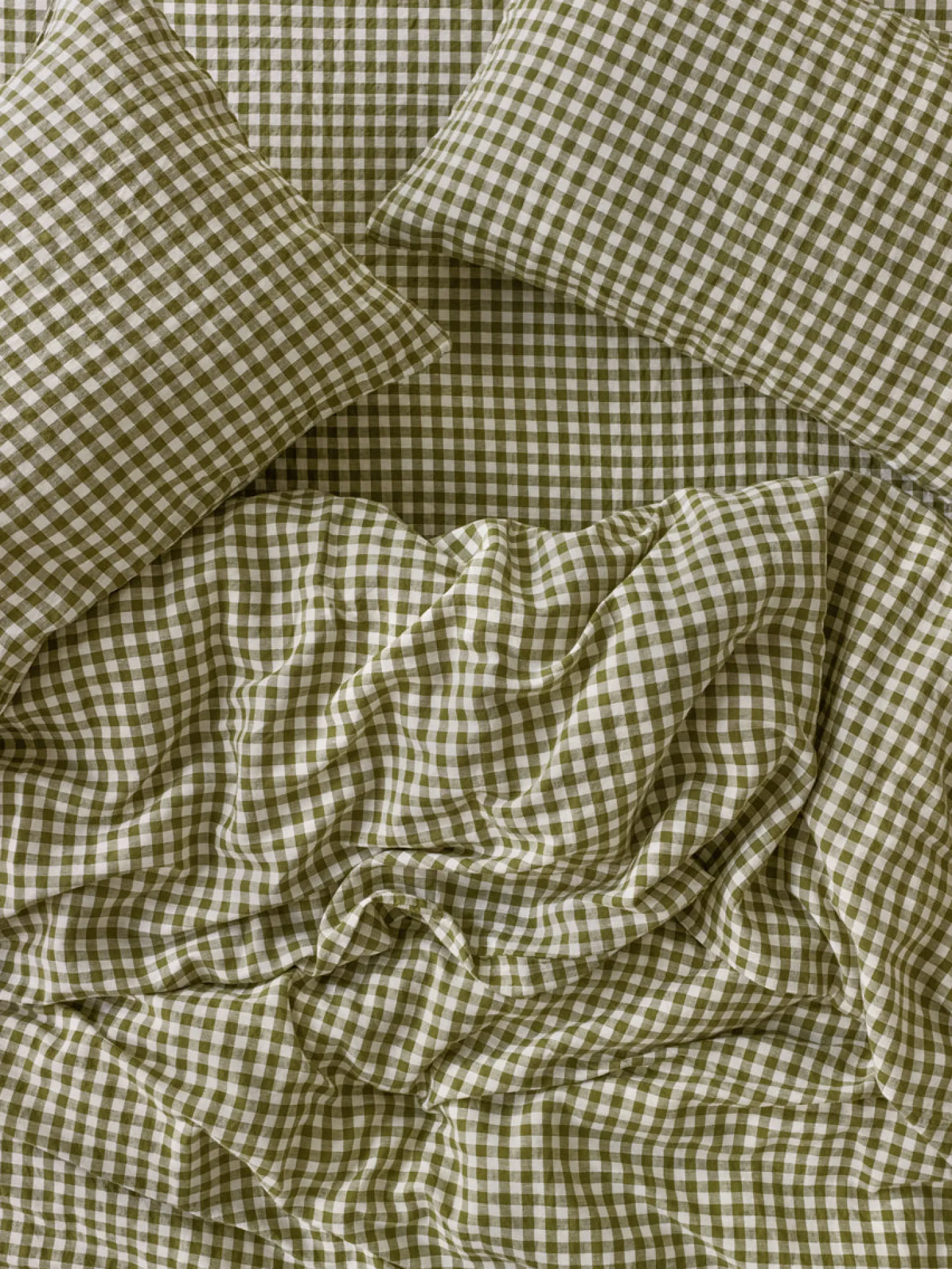 Botanical Green Gingham Linen Blend Duvet Cover