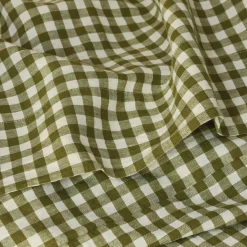 Botanical Green Gingham Linen Blend Duvet Set