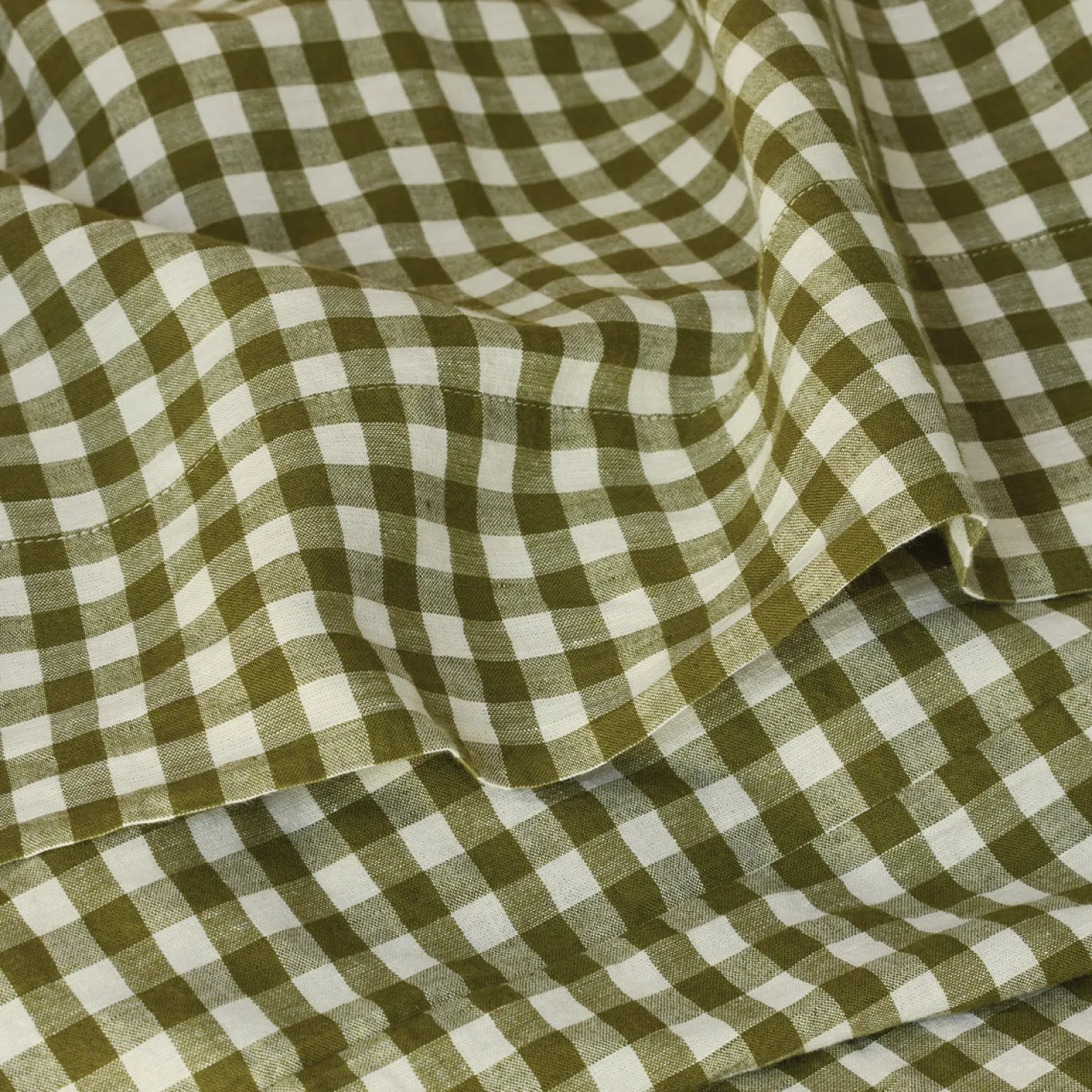 Botanical Green Gingham Linen Blend Duvet Set