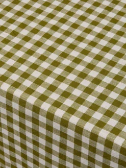 Botanical Green Gingham Linen Blend Tablecloth