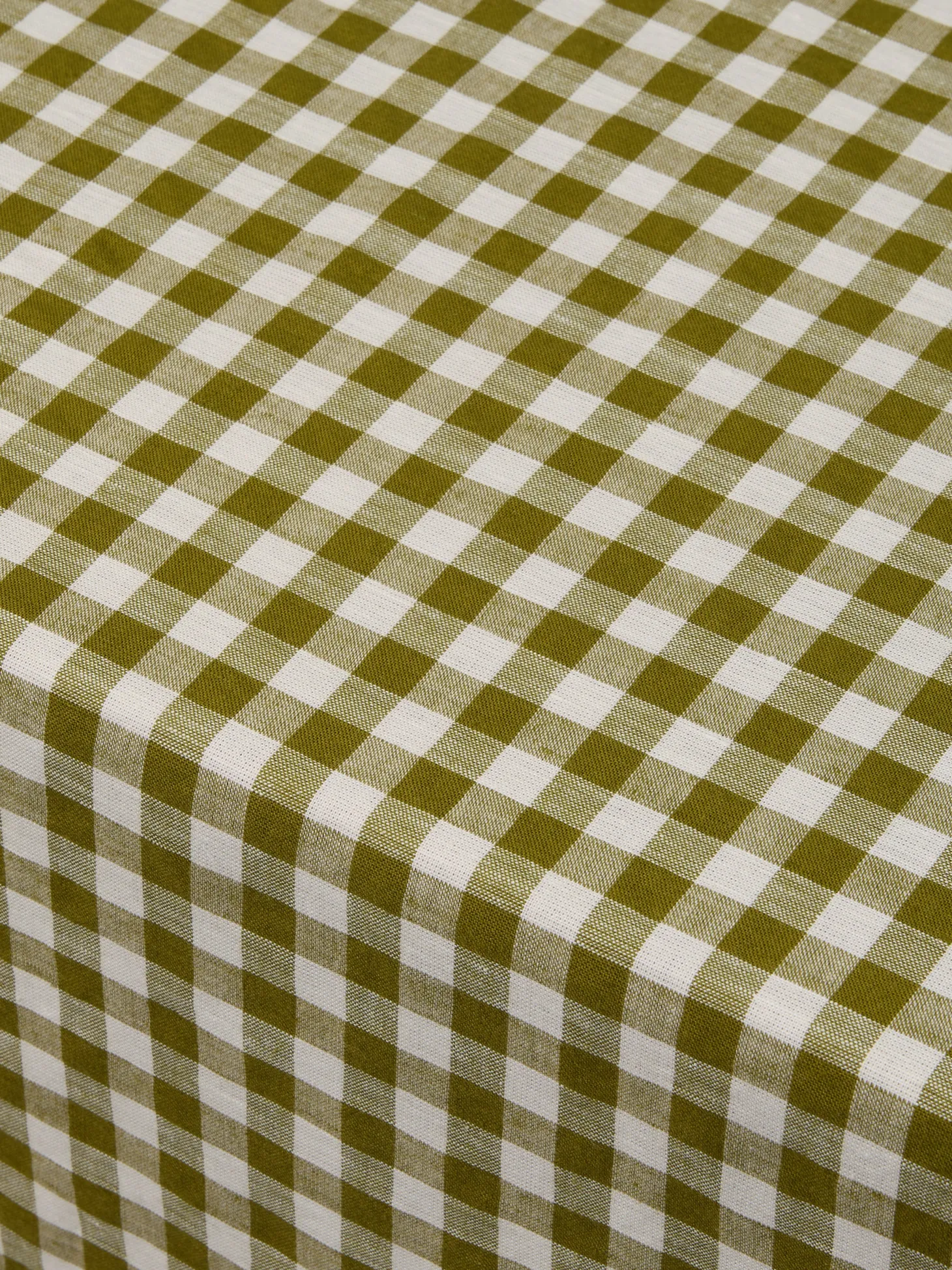 Botanical Green Gingham Linen Blend Tablecloth