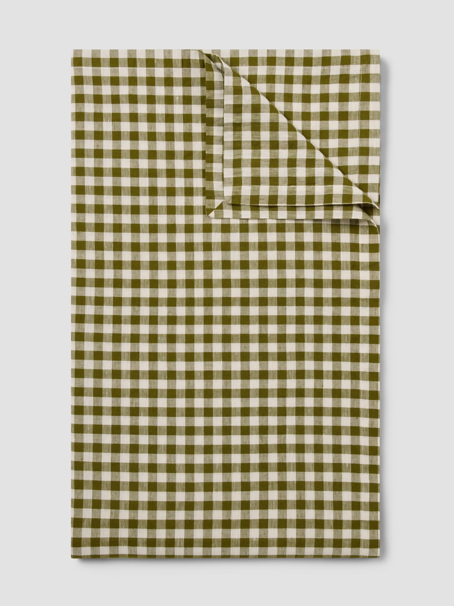 Botanical Green Gingham Linen Blend Tablecloth