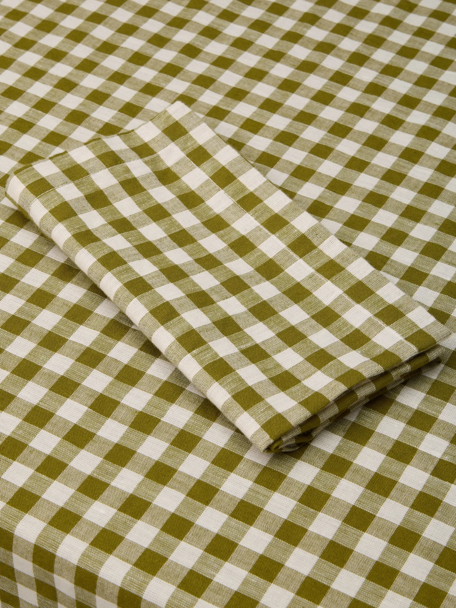 Botanical Green Gingham Linen Blend Napkins Set of 4