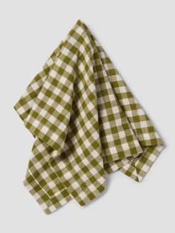 Botanical Green Gingham Linen Blend Napkins Set of 4