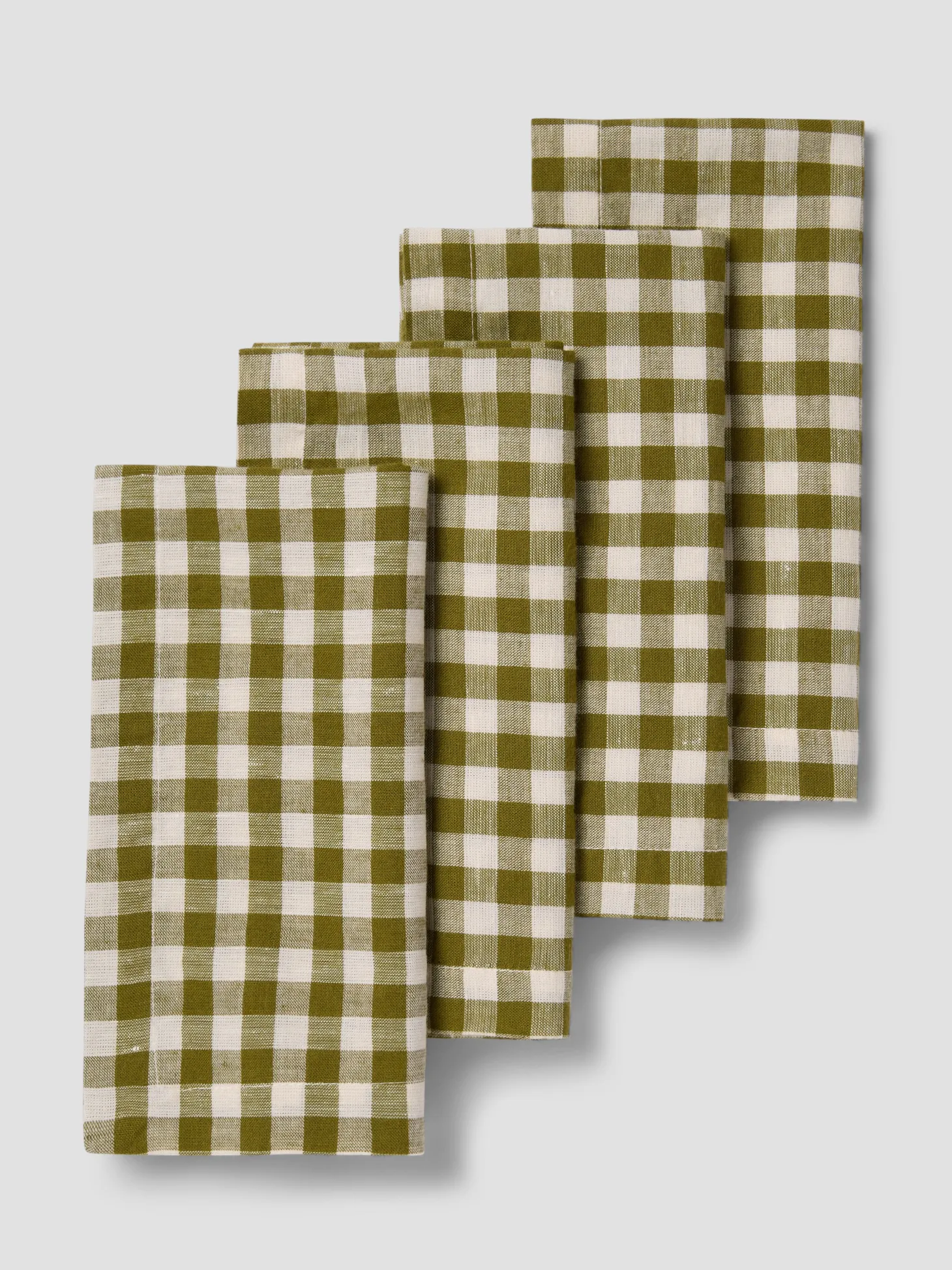 Botanical Green Gingham Linen Blend Napkins Set of 4