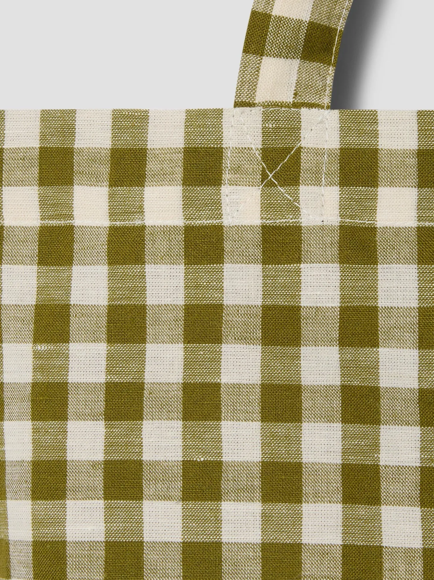 Botanical Green Gingham Linen Blend Tote Bag